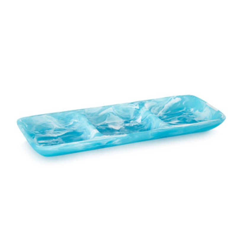 Three Part Tray Large Aqua Swirl [GGSRV0100]