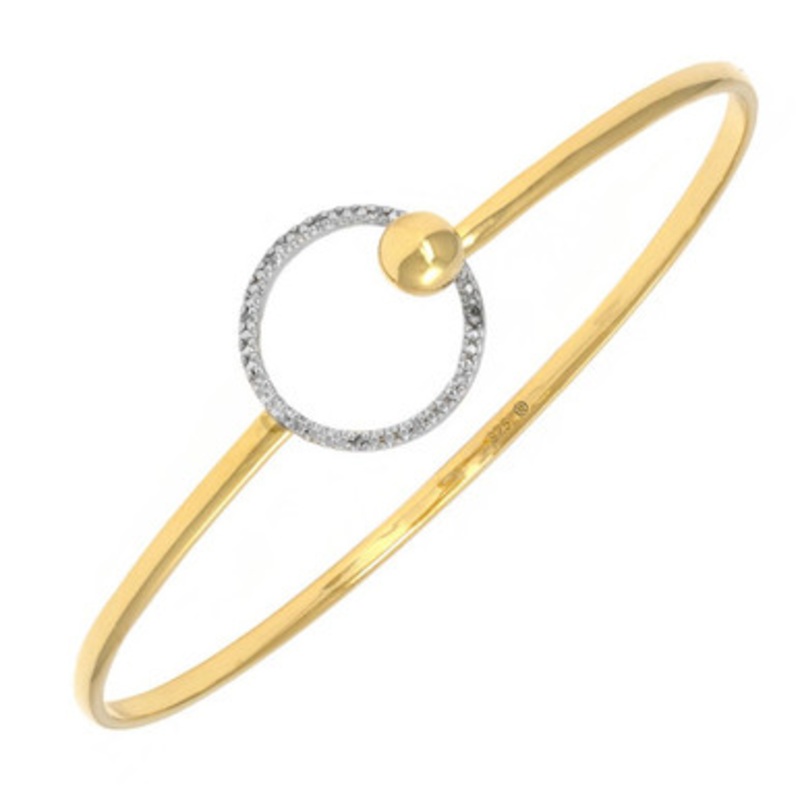 Vermeil Diamond Ball Hook Bangle [2YVBR0122]