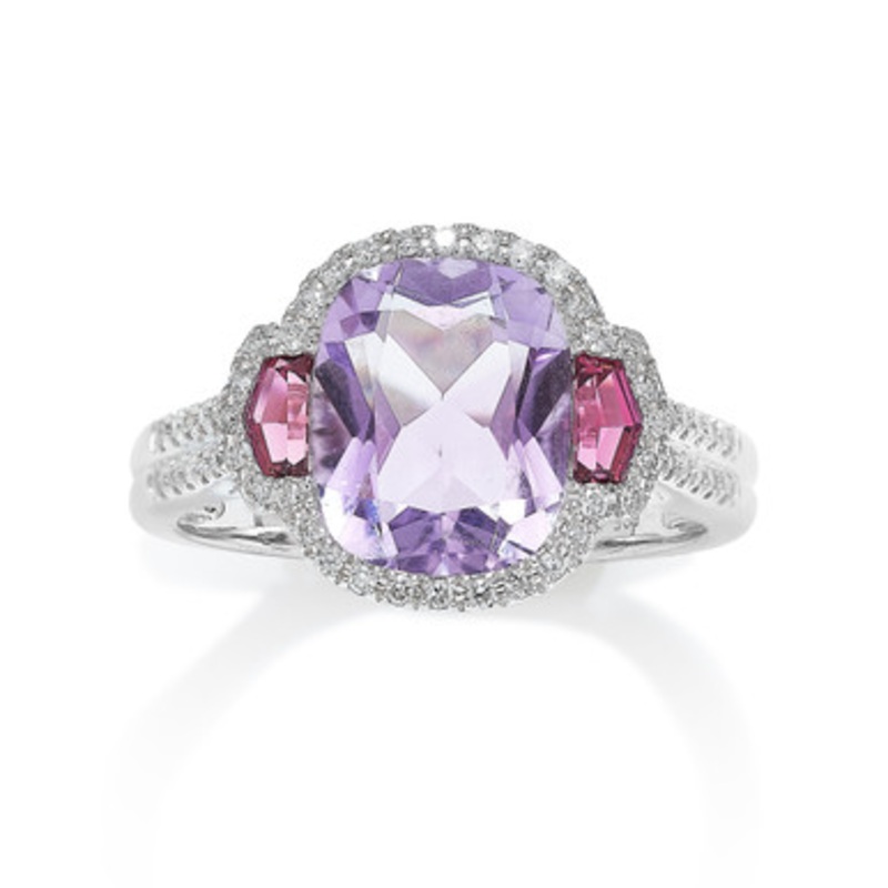 Amethyst, Pink Tourmaline & Diamond Ring [JROTH0094]