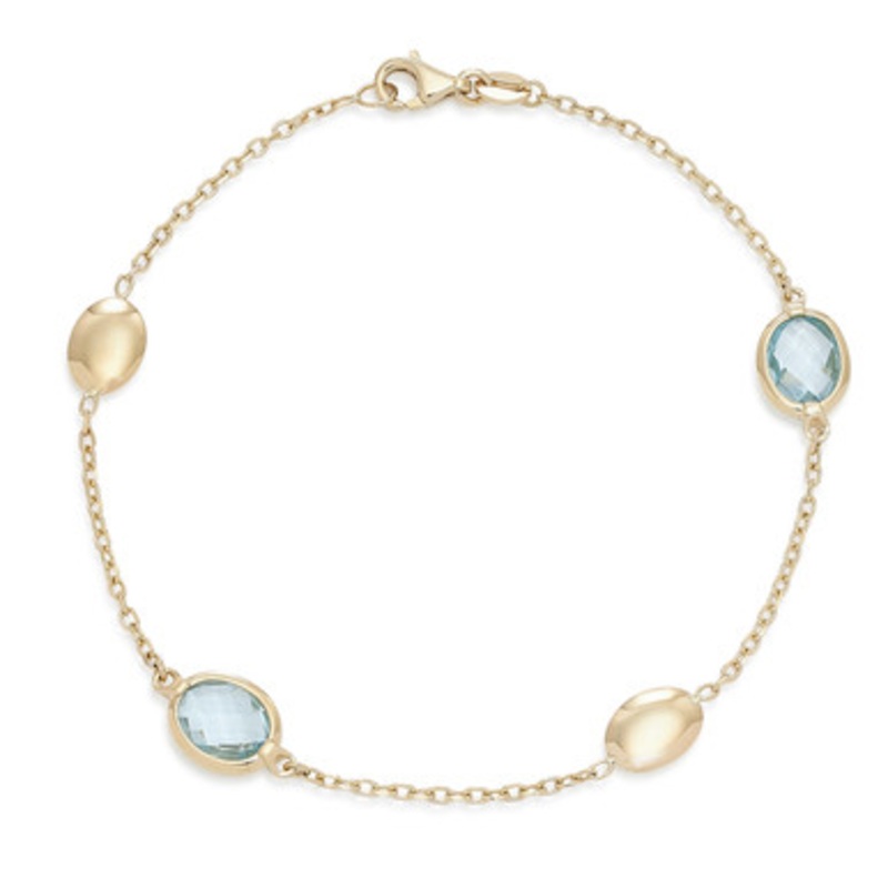 Blue Topaz and Gold Station Bracelet [JBOTH0086]