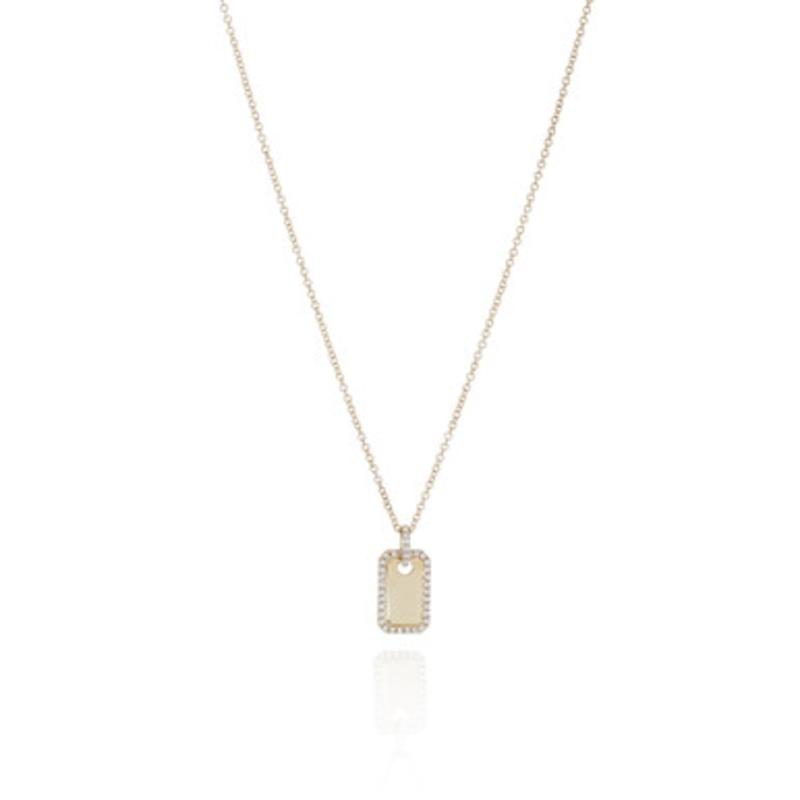 Diamond Dog Tag Pendant Necklace [JNPEN0378]