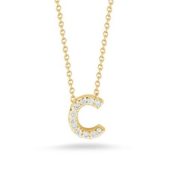 Tiny Treasures Diamond Letter ‘C’ Necklace [JNPEN0406]