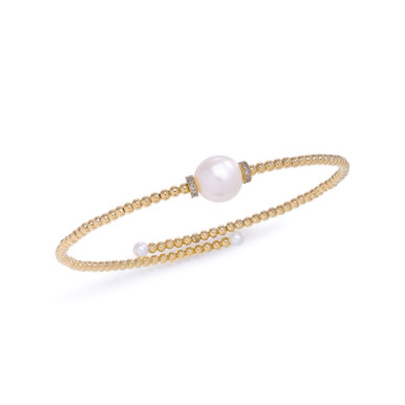 Beaded Flexible Pearl Bangle Bracelet [JBBAC0441]