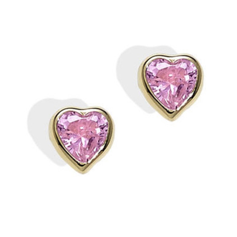 Pink Cubic Zirconia Baby Stud Earrings [2EGEM2432]
