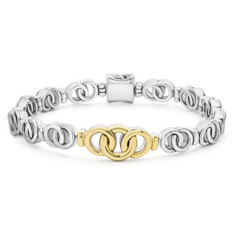 Signature Caviar Two Tone Interlocking Bracelet [JBOTH1226]