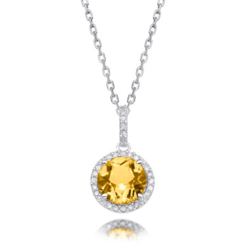 Citrine and Diamond Drop Pendant  [2YSGD0310]