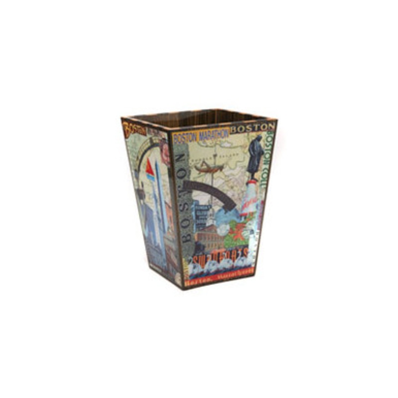 Decoupage Boston Wastebasket Exclusive to Lux Bond and Green [8DECO2410]