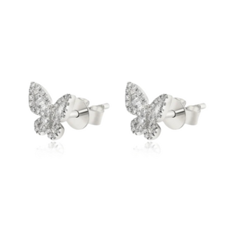 Diamond Butterfly Stud Earrings [JESTD0452]