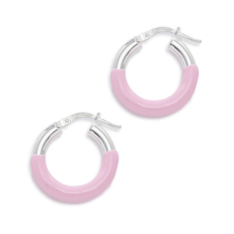 Pink Enamel Hoop Earrings [JEHOP0082]