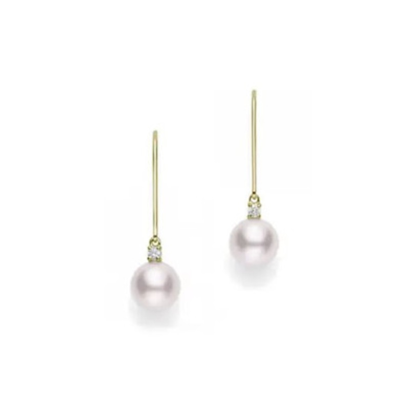 Akoya Pearl And Diamond Drop Earrings  [2ECPX1396]