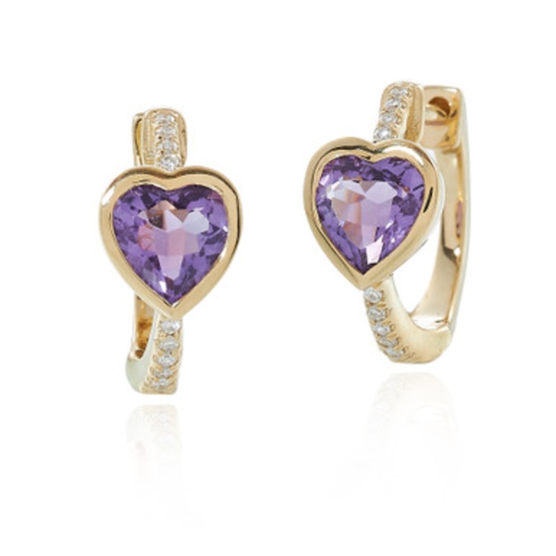 Amethyst & Diamond Huggie Hoop Earrings [2EAMY0523]