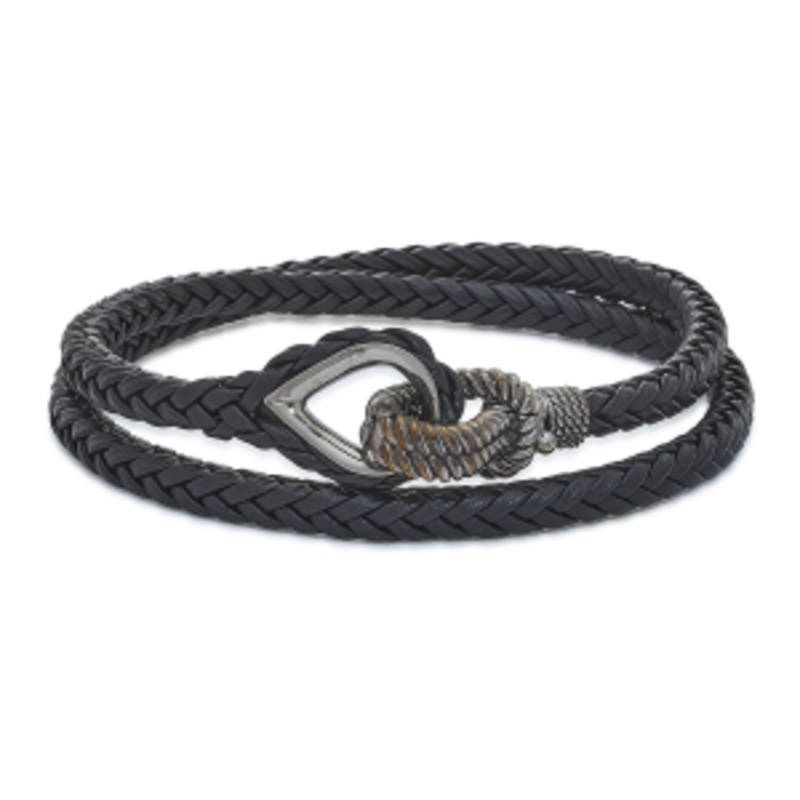 Black Italian Leather Bracelet [JBOTH0308]