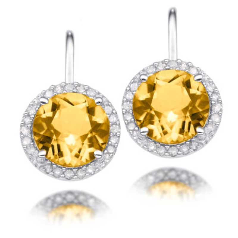 Citrine and Diamond Earrings [2YSEA0816]