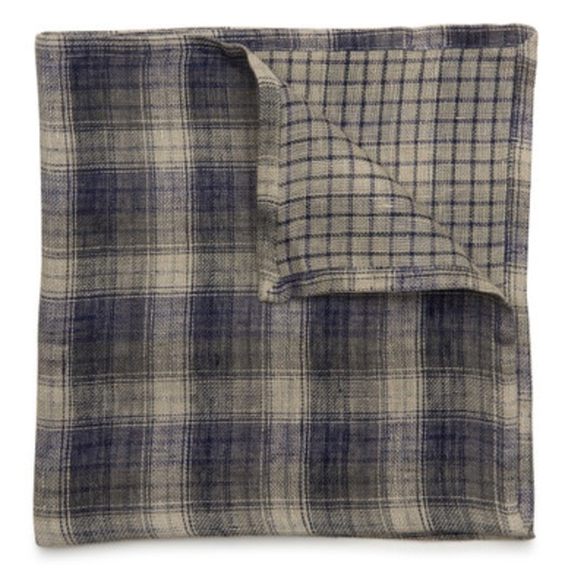 Reversable Check Navy Napkin [8TNAP0255]