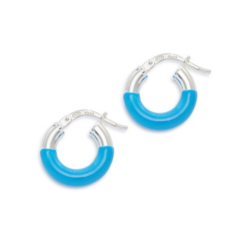 Royal Blue Enamel Hoop Earrings [JEHOP0094]