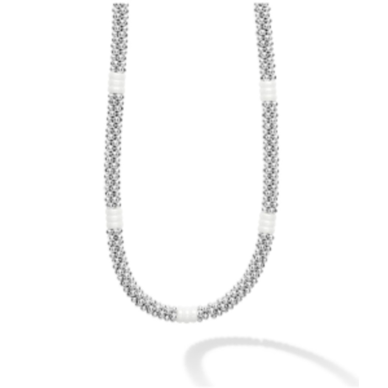 White Caviar Ceramic Station Necklace [JNOTH0115]