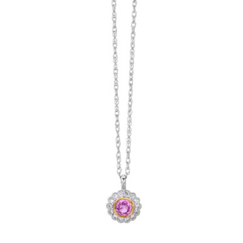 Pink Sapphire and Diamond Pendant in 18k Whit [1DFSD0643]