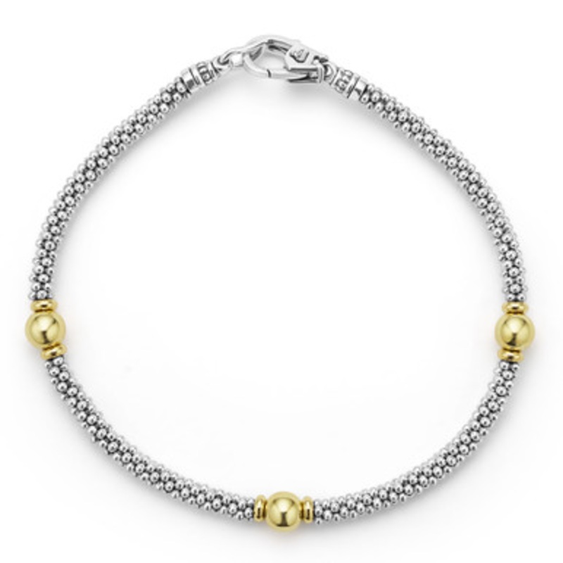 Signature Caviar Gold Ball Station Bracelet [JBOTH1251]
