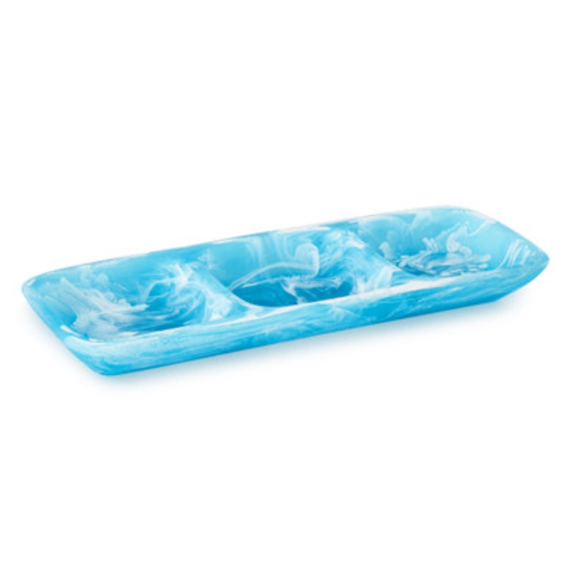 Three Part Tray Medium Aqua Swirl [GGSRV0102]