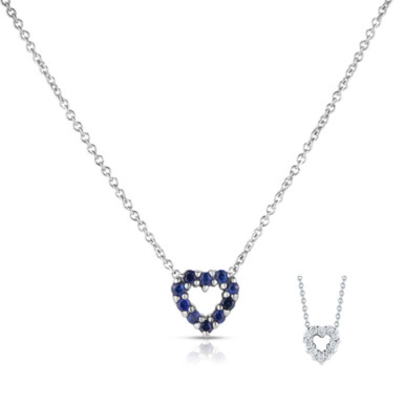 Tiny Treasures Diamond and Sappphire Heart Pendant [JNOTH0862]