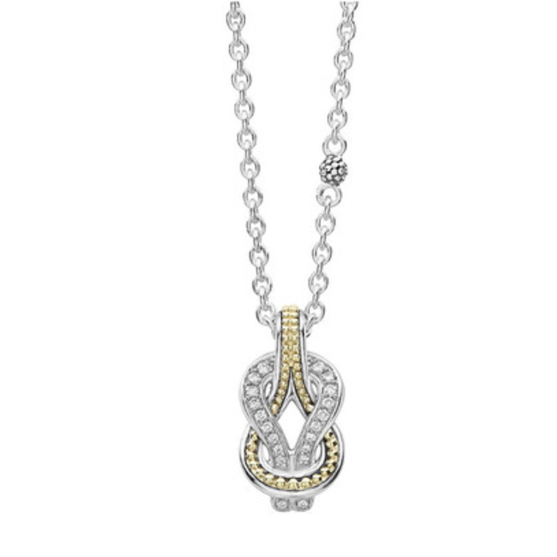 TWO TONE KNOT DIAMOND PENDANT NECKLACE [2YSDP0267]