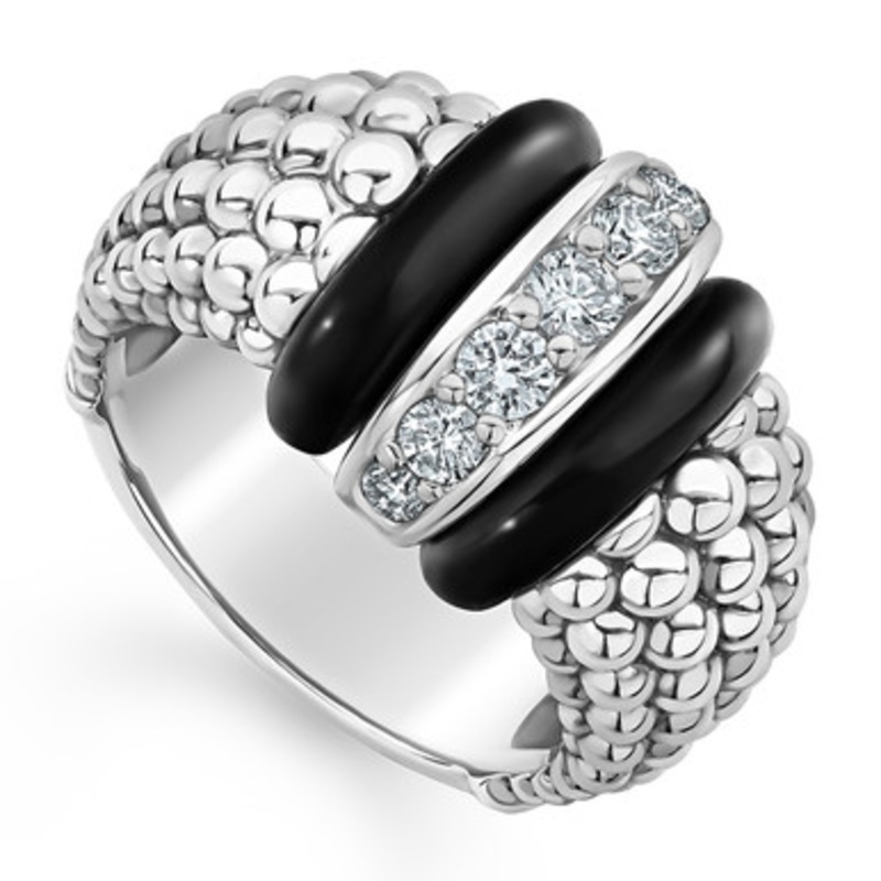 CERAMIC CAVIAR DIAMOND RING [2YSRG5465]