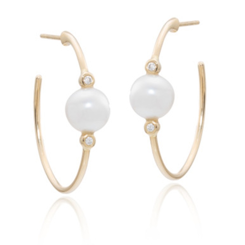 Pearl And Diamond Hoop Earrings [JEHOP0262]