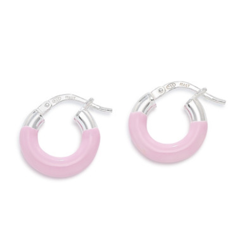 Pink Enamel Hoop Earrings [JEHOP0095]