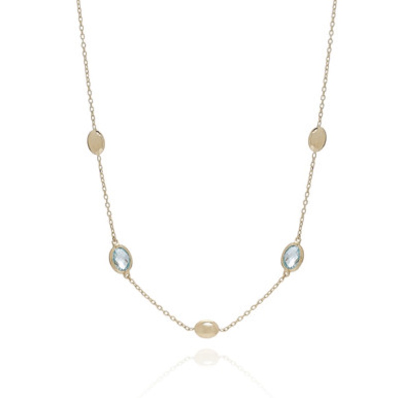 Sky Blue Topaz And Gold Bead Necklace [JNOTH0046]