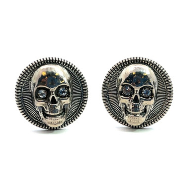 White Topaz Skull Cufflinks [JACUF0005]