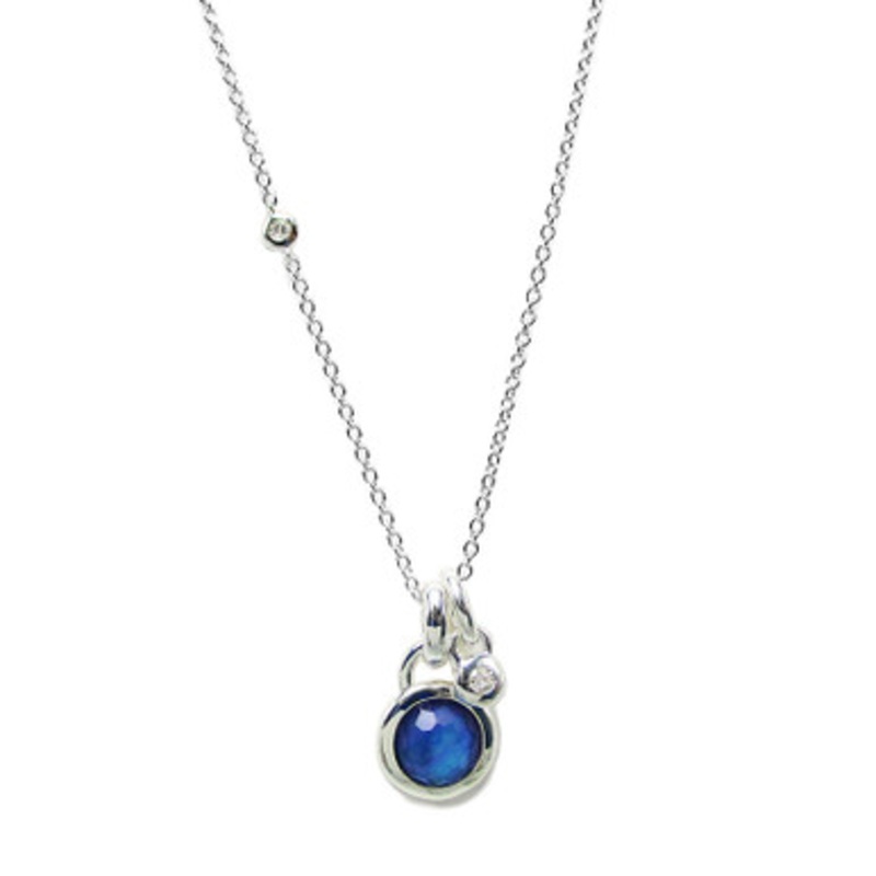Classico Round Lapis Triplet and Diamond Pendant Necklace [JNPEN1252]