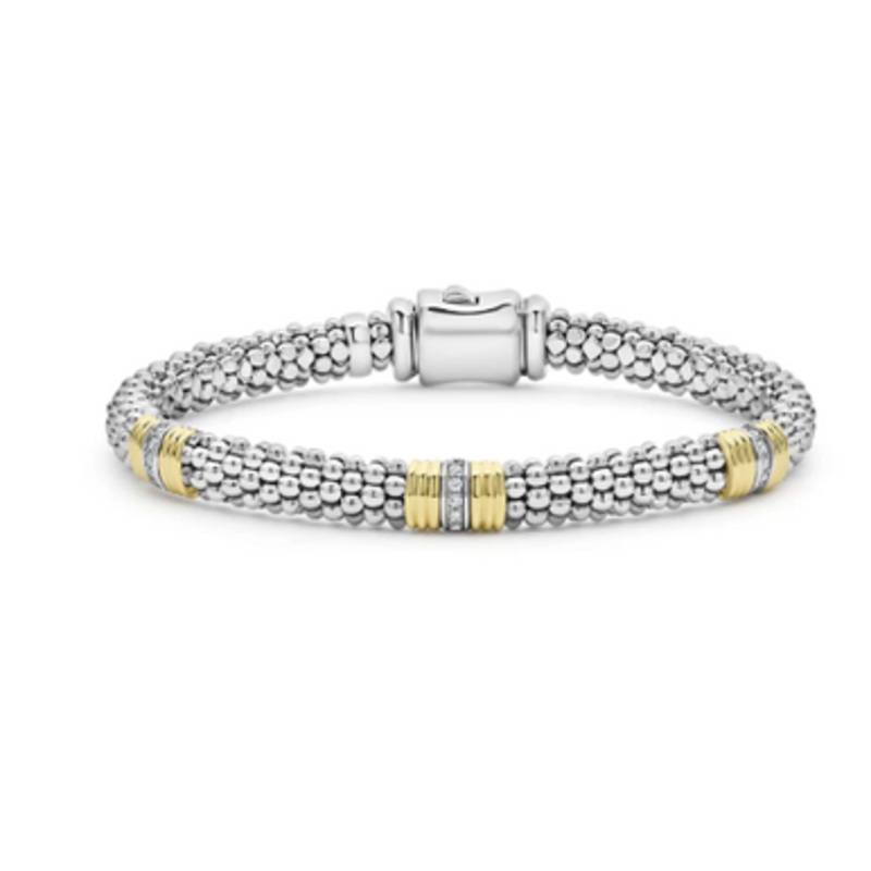 Signature Caviar Triple Diamond Station Bracelet [JBOTH1529]