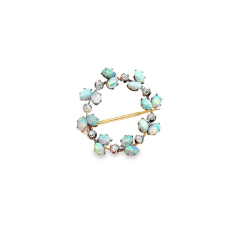 Victorian Gold Opal and Diamond Brooch [JAPNB0090]