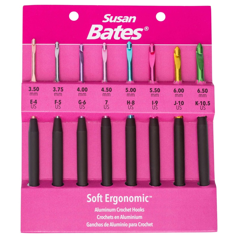 Susan Bates Soft Ergonomic Crochet Hook Set: Sizes E, F, G, 7, H, I, J, K