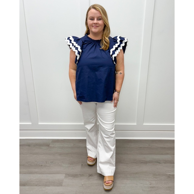 Angie Ric Rac Top – Navy