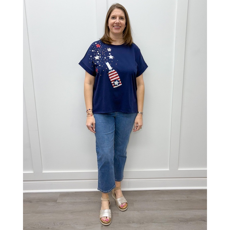 Fourth of July Sparkle Top – Navy