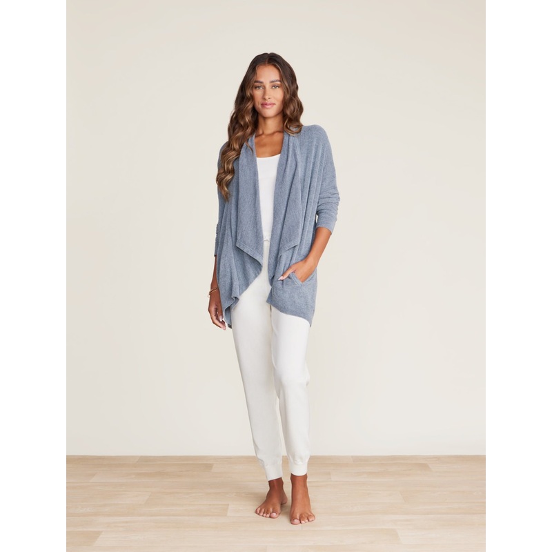 CozyChic Ultra Lite Shawl Pointelle Cardi – Dolphin Blue