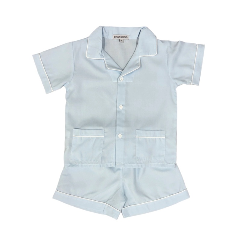 Blue with White Trim Boy’s Short PJ Set