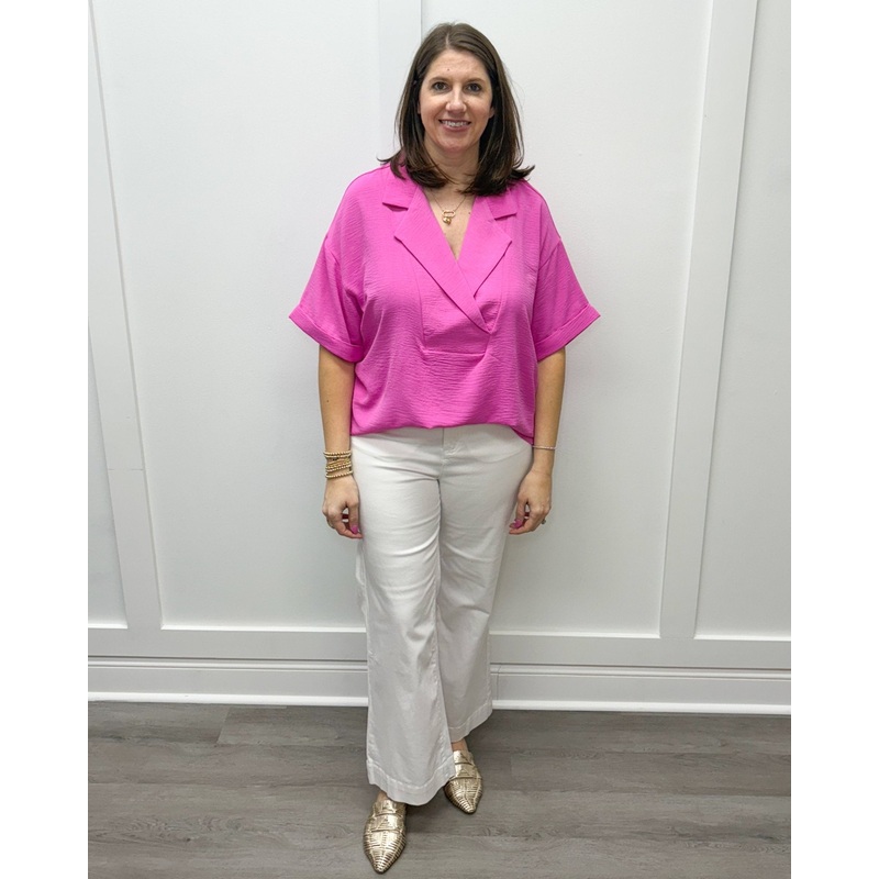 Flowy Popover S/S Shirt – Flamingo