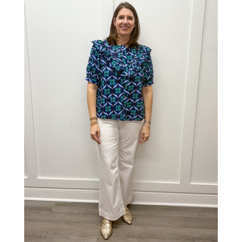 Mallory Top – Navy w/ Scalloped Trim