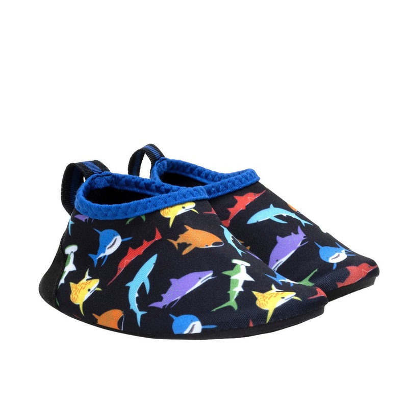 Multi Sharks Aqua Shoes in Black