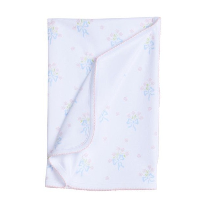 Printed Blanket – Blue Bow Bouquet
