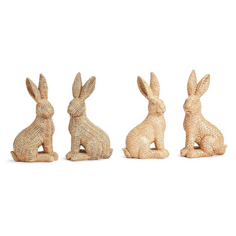 Set of 2 Rattan Weave Easter Bunnies – Assorted Patterns