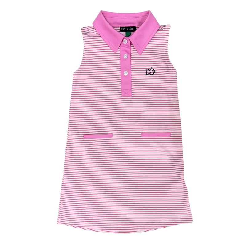 Sleeveless Pro Performance Polo Dress – Pink Stripe