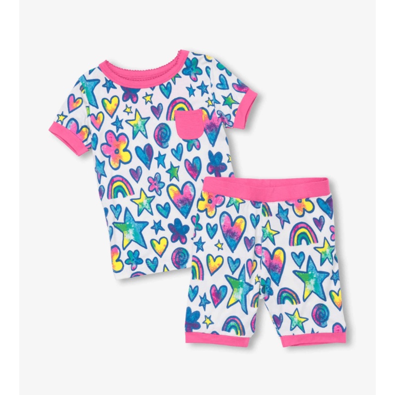 Watercolour Doodles Bamboo Short Pajama Set