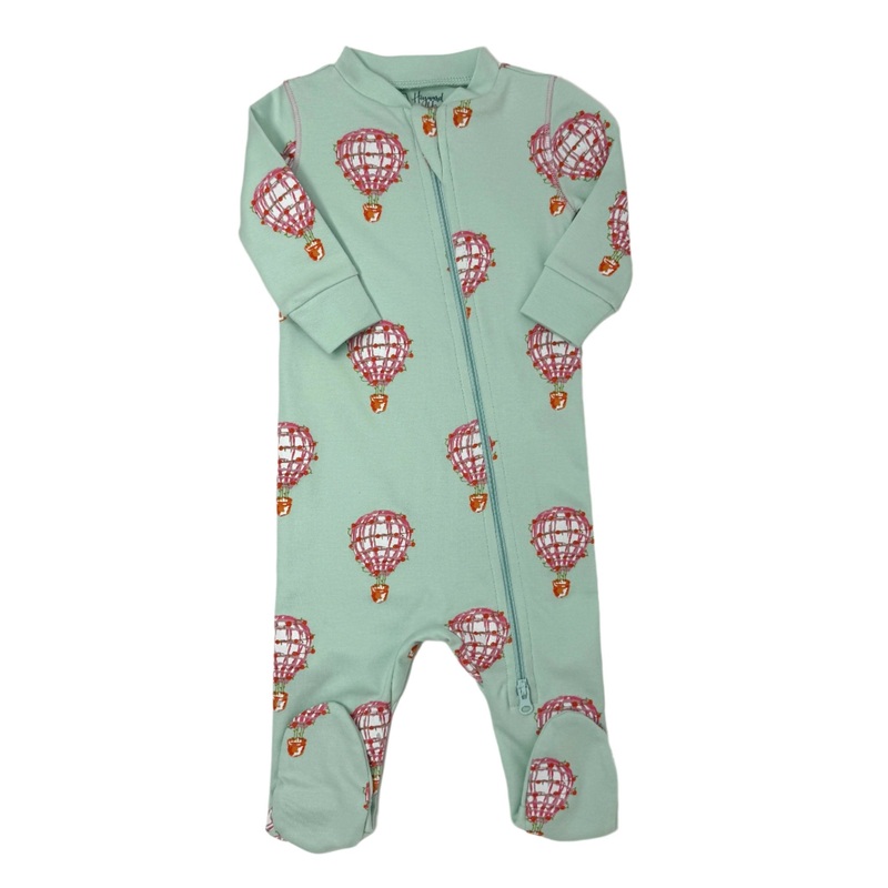 Zipper Footie – Pink Hot Air Balloon