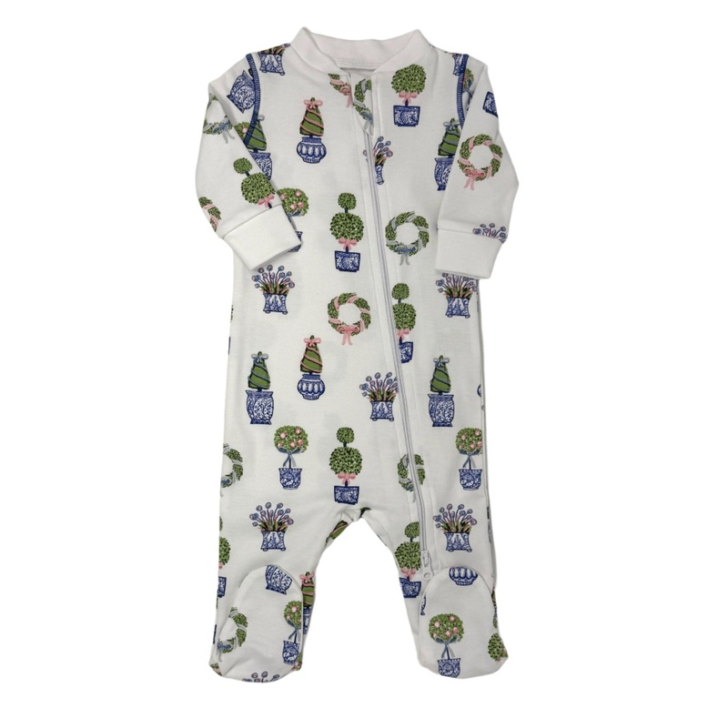 Zipper Footie – Spring Topiaries