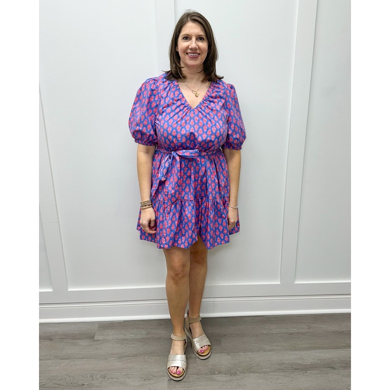 Audra V-Neck Dress – Blue