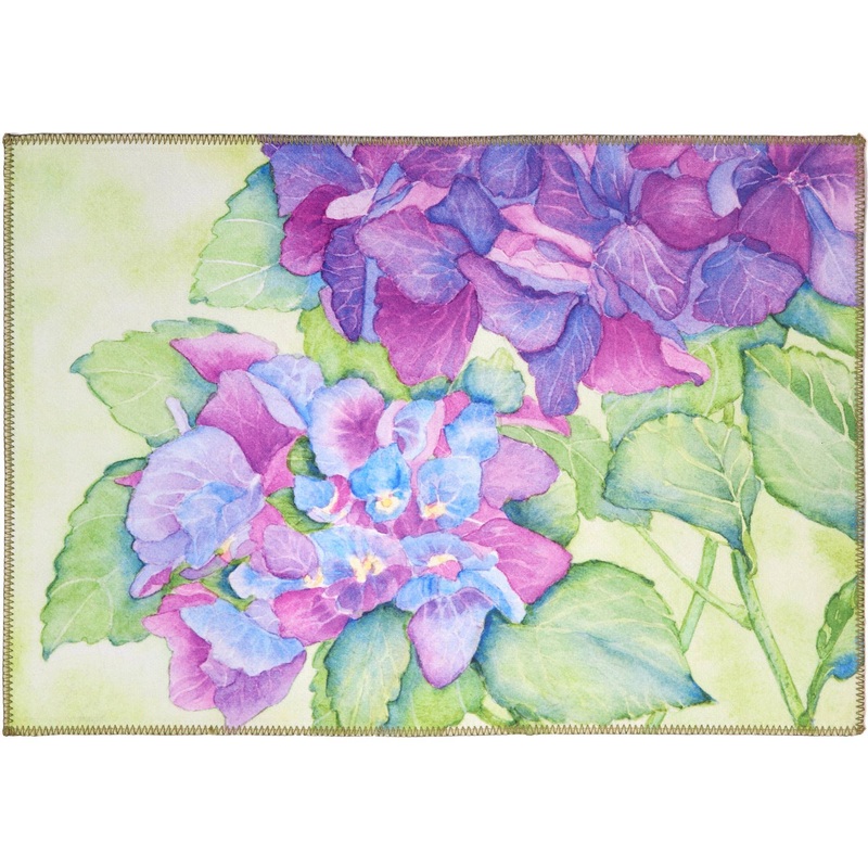 Blue Hydrangea Bush Olivia’s Home Rug 22 x 32 – Garden