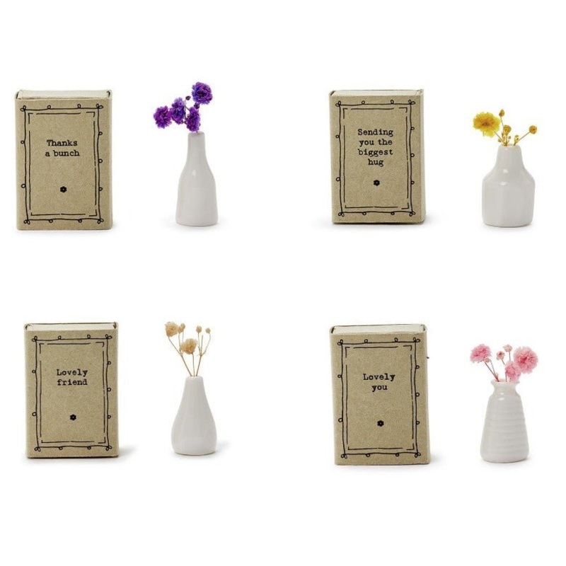 Matchbox Vase w/ Flowers – Assorted